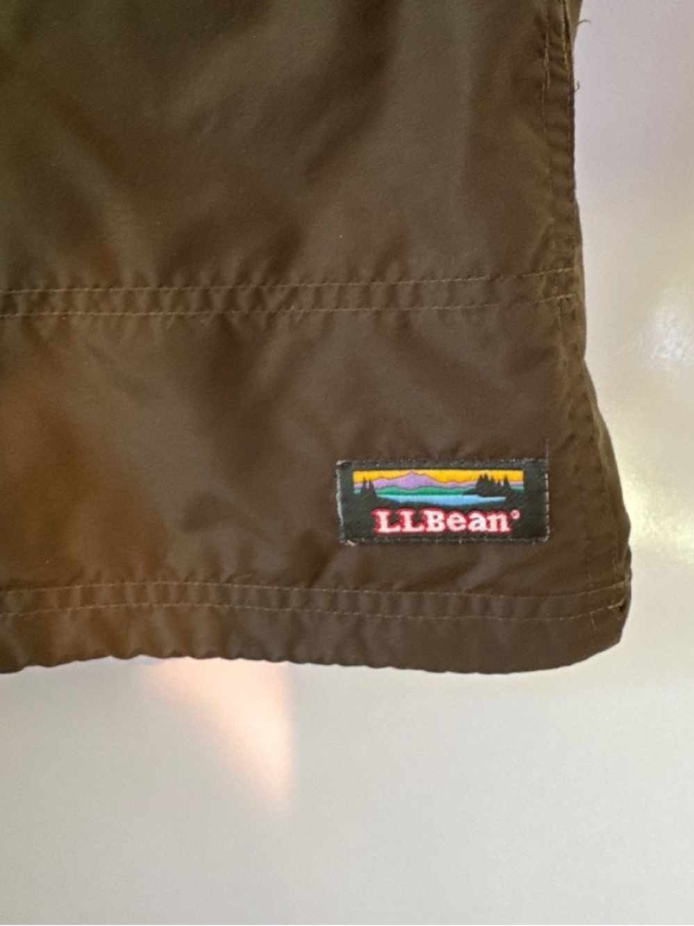 Vintage LL Bean Anorak Windbreaker Pullover Jacket Olive Green Mens Hooded - Picture 2 of 5